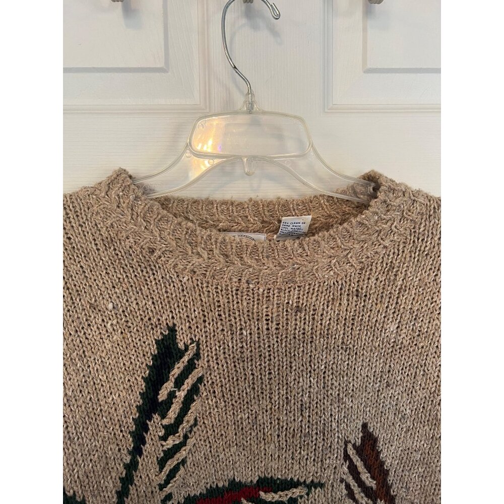 Vintage 90's Cape Isle Knitters Tan Duck Themed Knit Crewneck Sweater Men's L - Picture 2 of 9
